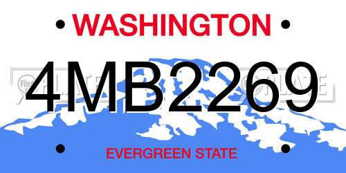 4MB2269 Washington License Plate
