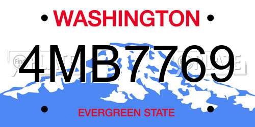 4MB7769 Washington License Plate
