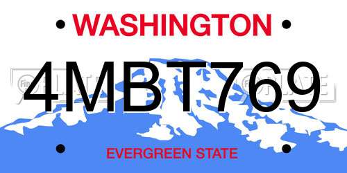4MBT769 Washington License Plate