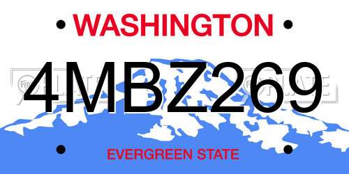 4MBZ269 Washington License Plate