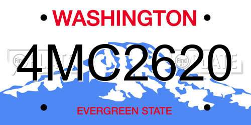 4MC2620 Washington License Plate