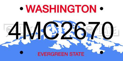 4MC2670 Washington License Plate