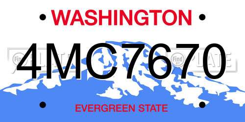 4MC7670 Washington License Plate