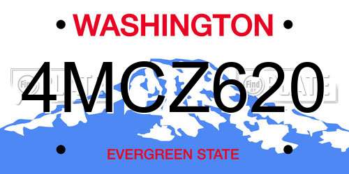4MCZ620 Washington License Plate
