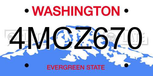 4MCZ670 Washington License Plate