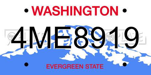 4ME8919 Washington License Plate