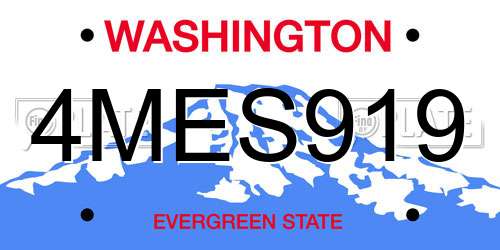 4MES919 Washington License Plate