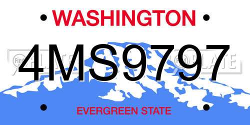 4MS9797 Washington License Plate