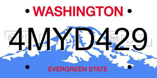 4MYD429 Washington License Plate