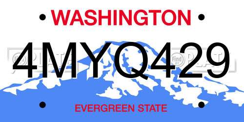 4MYQ429 Washington License Plate