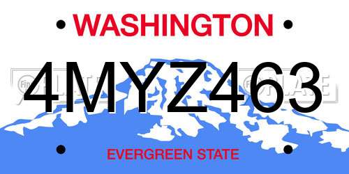 4MYZ463 Washington License Plate