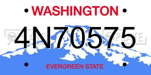 4N70575 Washington License Plate