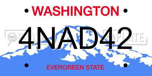 4NAD42 Washington License Plate