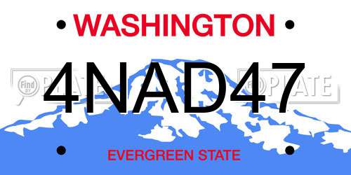 4NAD47 Washington License Plate