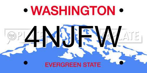 4NJFW Washington License Plate