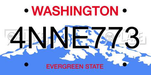 4NNE773 Washington License Plate