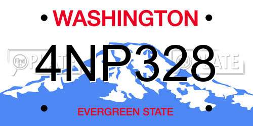 4NP328 Washington License Plate