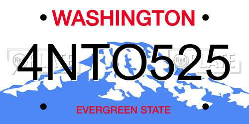 4NTO525 Washington License Plate