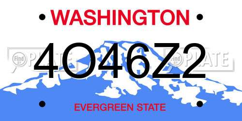 4O46Z2 Washington License Plate