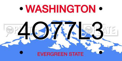 4O77L3 Washington License Plate