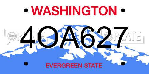 4OA627 Washington License Plate