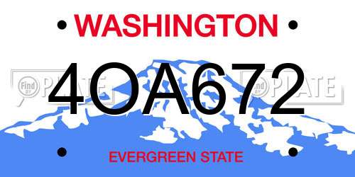 4OA672 Washington License Plate