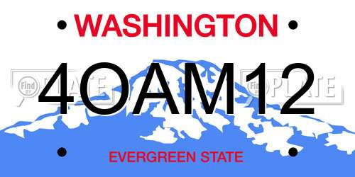 4OAM12 Washington License Plate