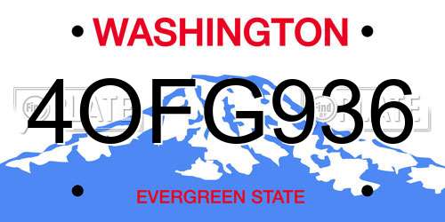 4OFG936 Washington License Plate