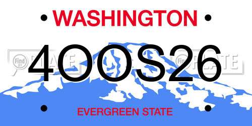 4OOS26 Washington License Plate