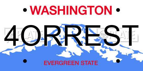 4ORREST Washington License Plate