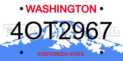 4OT2967 Washington License Plate