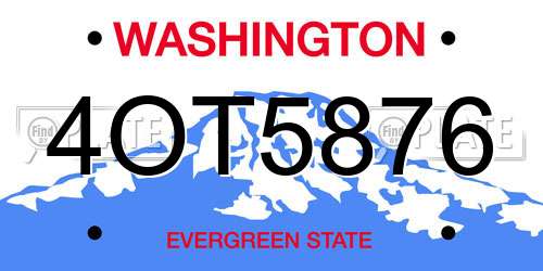 4OT5876 Washington License Plate