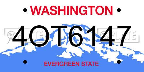 4OT6147 Washington License Plate