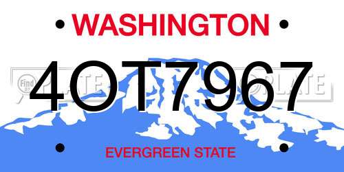 4OT7967 Washington License Plate