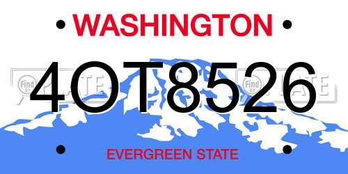 4OT8526 Washington License Plate