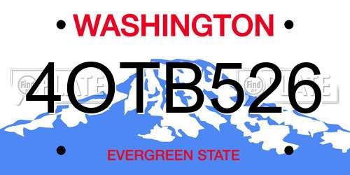 4OTB526 Washington License Plate