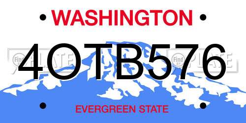 4OTB576 Washington License Plate