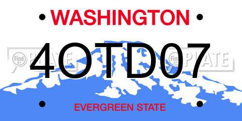 4OTD07 Washington License Plate