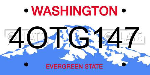 4OTG147 Washington License Plate