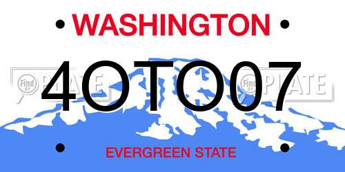 4OTO07 Washington License Plate