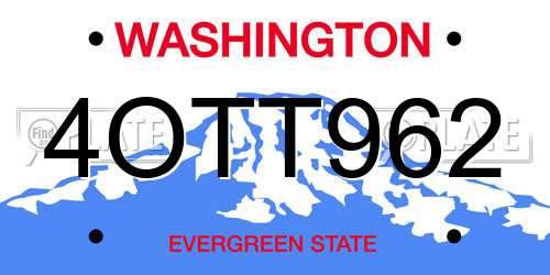 4OTT962 Washington License Plate