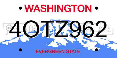 4OTZ962 Washington License Plate