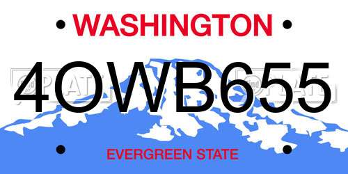 4OWB655 Washington License Plate