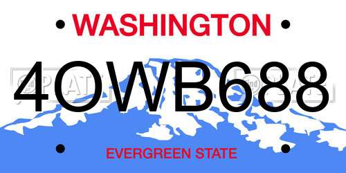 4OWB688 Washington License Plate