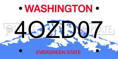 4OZD07 Washington License Plate