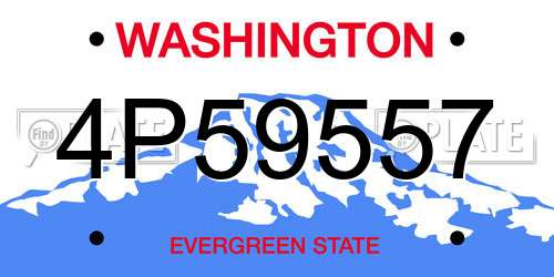 4P59557 Washington License Plate