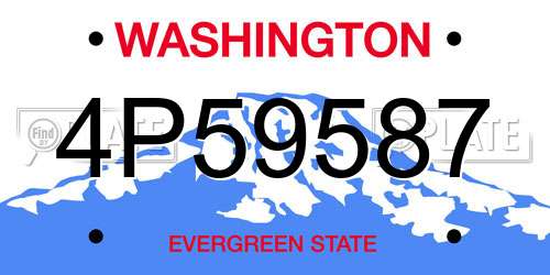 4P59587 Washington License Plate