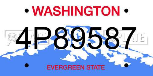 4P89587 Washington License Plate