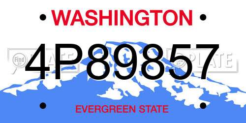 4P89857 Washington License Plate