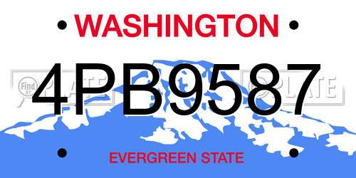 4PB9587 Washington License Plate